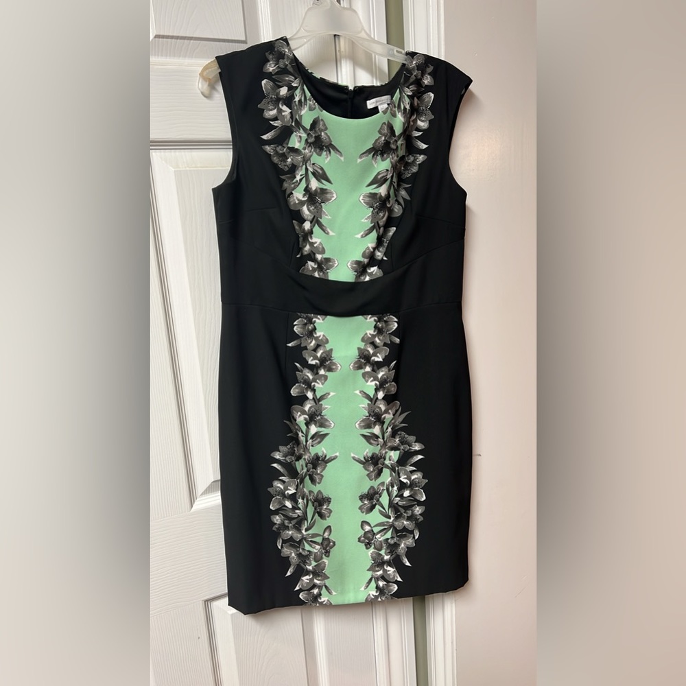 Elegant Black and Green Floral Dress